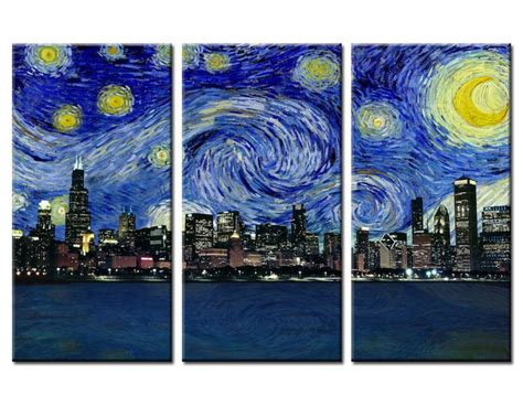 Chicago, Illinois Starry Night Skyline - Cheapwallarts.com