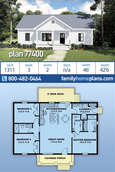 Best Selling Small House Plan offering 1311 Sq Ft, 3 Beds and 2 Baths ...