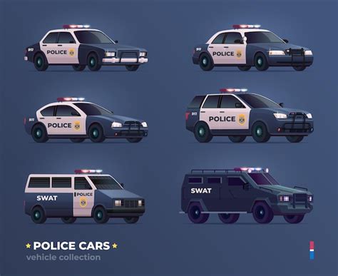 Premium Vector | Collection of police cars of various types. city urban police car, van, suv and ...