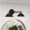 Nathan James Frank Black Wall Mount 19 in. 2-Lights Bathroom Vanity Light Fixture with Farmhouse ...