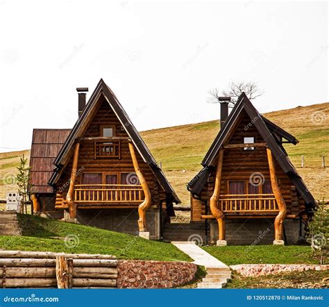 Wooden Cottages, Traditional Design, Mt. Zlatibor Stock Photo - Image ...