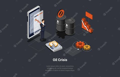 Premium Vector | Oil crisis oil embargo default economic crisis in petroleum production man oil ...