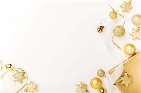 Free Photo | Christmas golden decoration on white