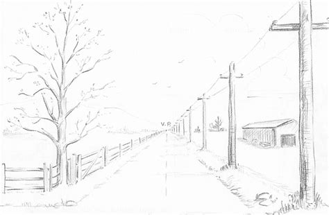 How to Draw Spring Landscape Scene in One Point Perspective Drawing Tutorial - How to Draw Step ...