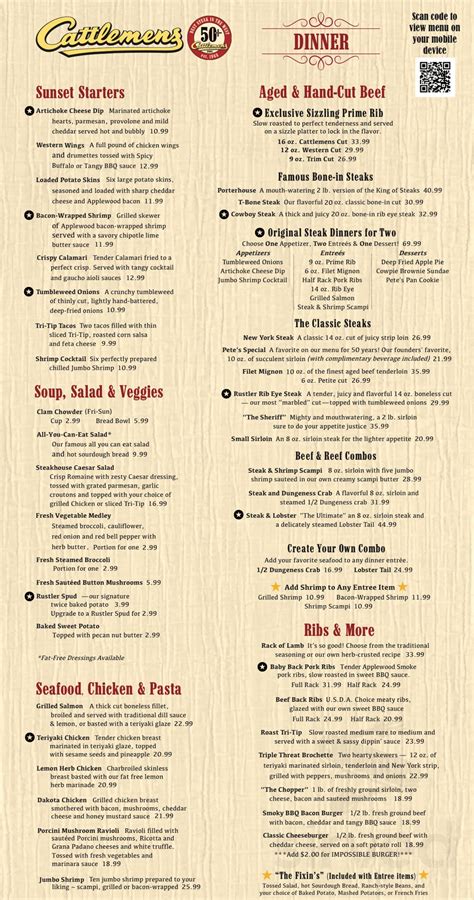 Cattlemens menu in Selma, California, USA