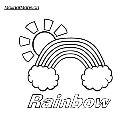 Rainbow In Clouds With Sun Coloring Page by MolinarMansion on Etsy