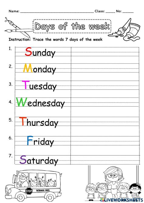 Tracing Days of the week worksheet | Worksheets, Preschool worksheets, Reading response worksheets