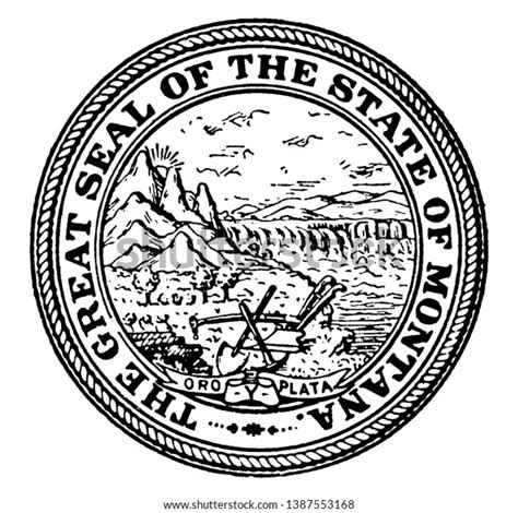 Great Seal State Montana Seal Shows Stock Vector (Royalty Free) 1387553168