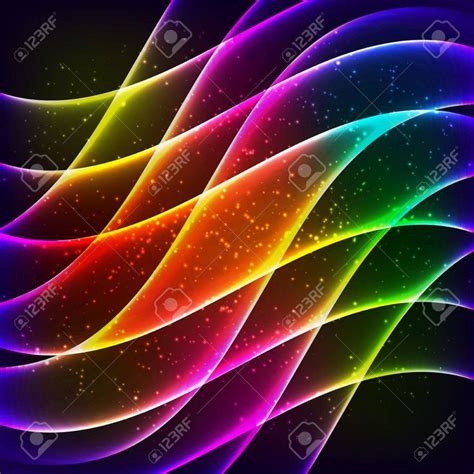 Neon Rainbow Waves Diagonal Grid Vector Abstract Royalty Free Cliparts ...