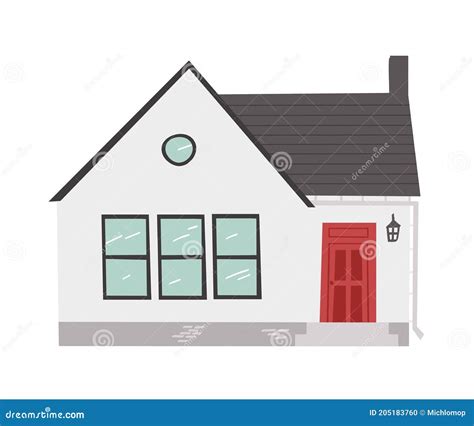 Hand Drawn Cartoon House On White Background Isolated. Flat Style ...