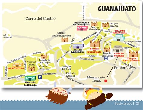 En el mapa del centro de Guanajuato, en parejas elijan sólo uno de estos lugares: Teatro ...