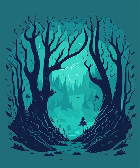 Premium Vector | A vector digital art of dead forest illustration ...