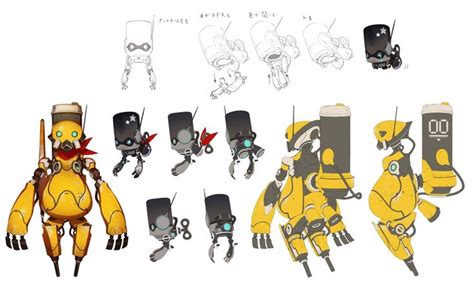 Prickle and Clicker Concept Art from Fantasian | Concept art, Concept art characters, Robot art