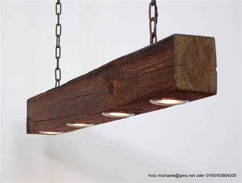 Hängelampe, Deckenlampe Holz, Lampe aus altem Holzbalken inkl. LEDs stufenlos dimmbar 03: Amazon ...