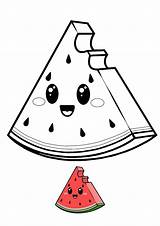 Kawaii Watermelon coloring Page For Boys And Girls  Coloring Pages sketch template