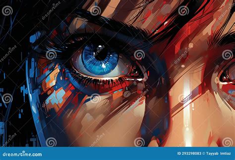 Future Woman with Cyber Eye Implant Generative AI Stock Illustration ...