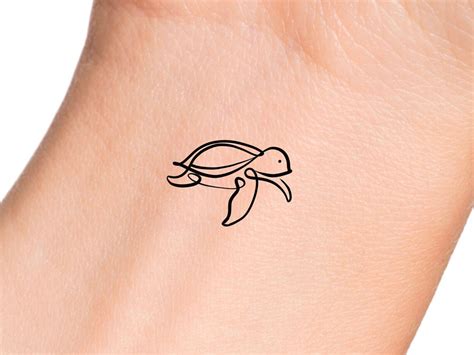 Sea Turtle Line Temporary Tattoo - Etsy