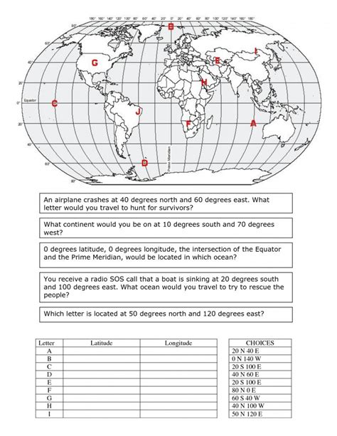 Latitude And Longitude Worksheet Answers — db-excel.com