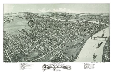 Historic map shows bird’s eye view of Parkersburg, WV in 1899