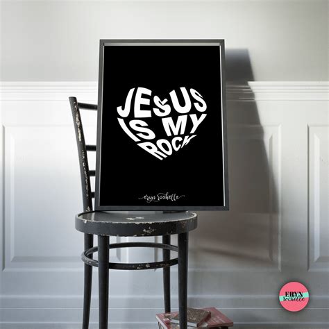 Bible Verse Print Scripture Wall Art Jesus is My Rock White - Etsy