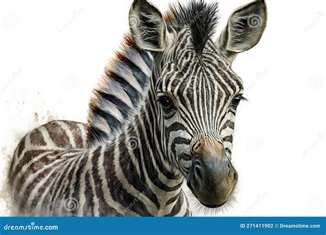 Watercolor Painting of a Cute Baby Zebra. Baby Zebra. Generative Ai ...