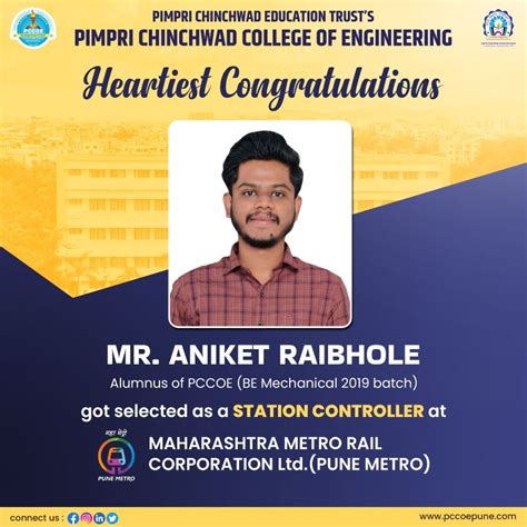 PCCOE PUNE on LinkedIn: #pcet #pccoe #mahametro #punemetro #congratulations #proud…