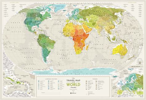 〚Travel Map™ Geography World〛Buy world geography map in 1DEA.ME® Gift Store