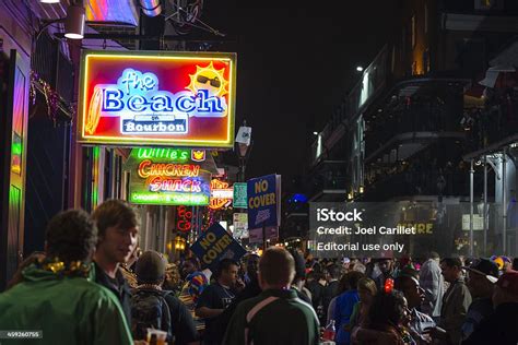 Bourbon Street Nightlife And Mardi Gras 2013 Stock Photo - Download ...