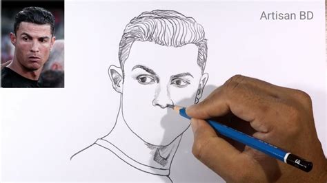 Drawing of Sketch Easy Cristiano Ronaldo 😱 How to draw Cr7 - YouTube