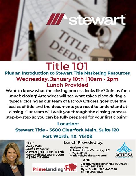 "Title 101" - Free Class for New Real Estate Agents - Lunch Provided, Stewart Title of North ...