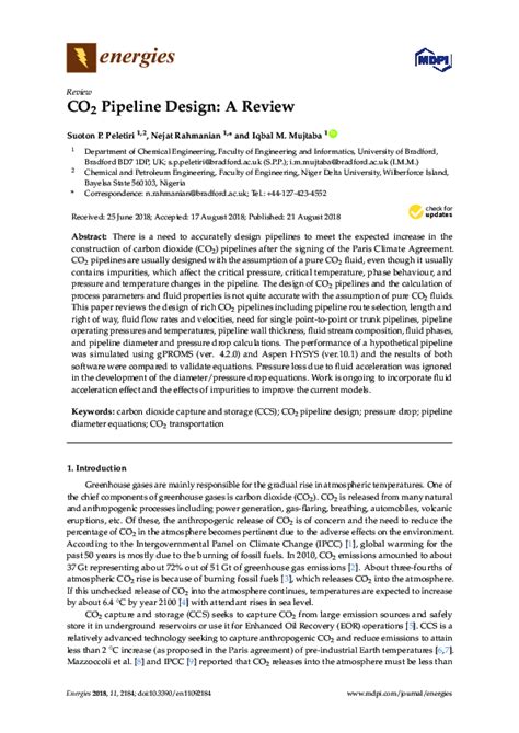 (PDF) CO2 Pipeline Design: A Review | Suoton Philip Peletiri - Academia.edu