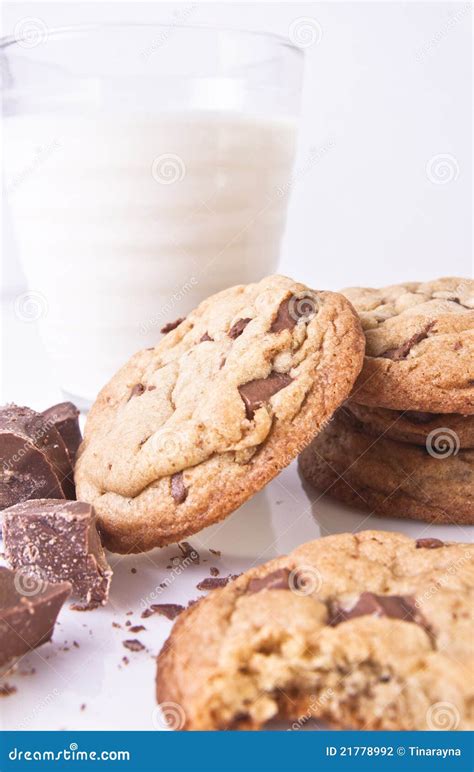 Chocolate Chip Cookies with Milk and Chocolate Stock Photo - Image of closeup, chips: 21778992