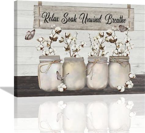 Amazon.com: Country Bathroom Cotton Wall Art Farmhouse Cotton Bathroom Wall Decor Cotton ...