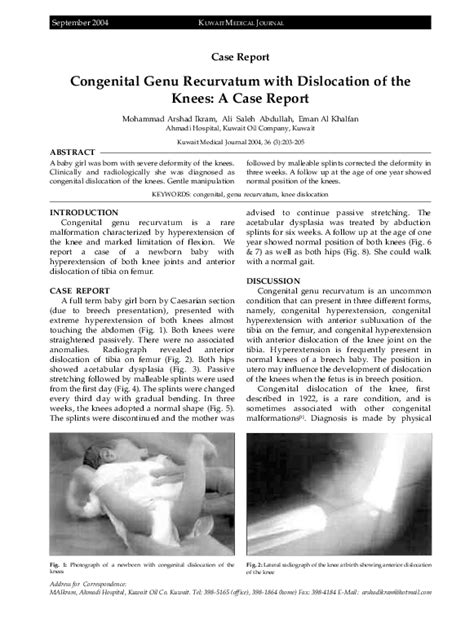 (PDF) P33.07: Congenital genu recurvatum with dislocation of the knees ...