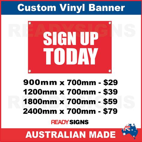 SIGN UP TODAY - CUSTOM VINYL BANNER SIGN - Australian Made - Property Signs