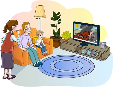 Premium Vector | Vector illustration of family watching tv