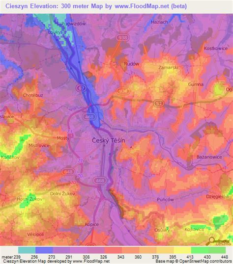 Elevation of Cieszyn,Poland Elevation Map, Topography, Contour