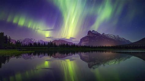 3840x2160 Aurora Borealis Mountains Lake Reflection Banff National Park 4K ,HD 4k Wallpapers ...