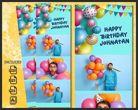 Happy Birthday Photo Booth Template Photobooth Balloons - Etsy | Happy ...