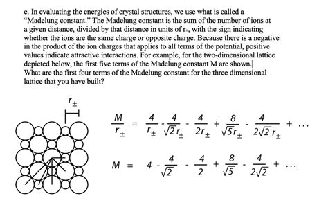 Solved e. In evaluating the energies of crystal structures, | Chegg.com