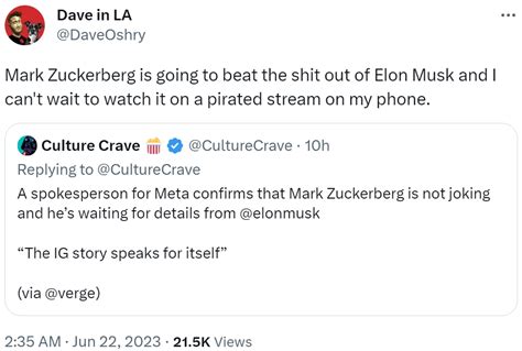 Mark Zuckerberg is going to beat the s--- out of Elon Musk and I can't ...