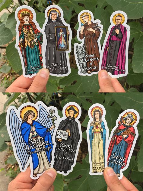 Catholic Saints 4 Inch Die Cut Vinyl Stickers Peel & Stick