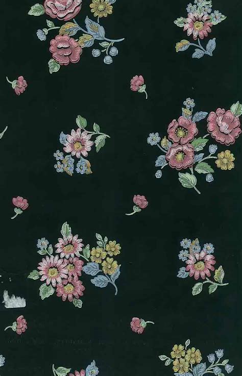 Black Floral Vintage Wallpaper Pink Blue Yellow SM2147