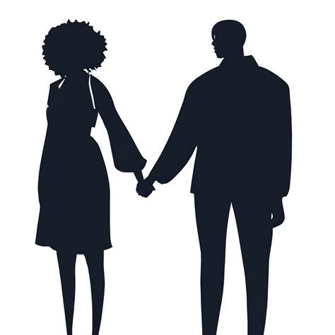 Romantic Silhouette of African American Couple Holding Hands · Creative ...