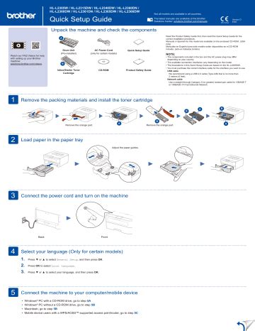 Brother HL-L2360DW Quick Setup Guide | Manualzz