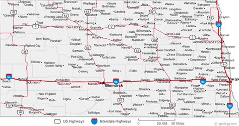 North Dakota Road Map | North Dakota | Pinterest | Cities, Road maps ...