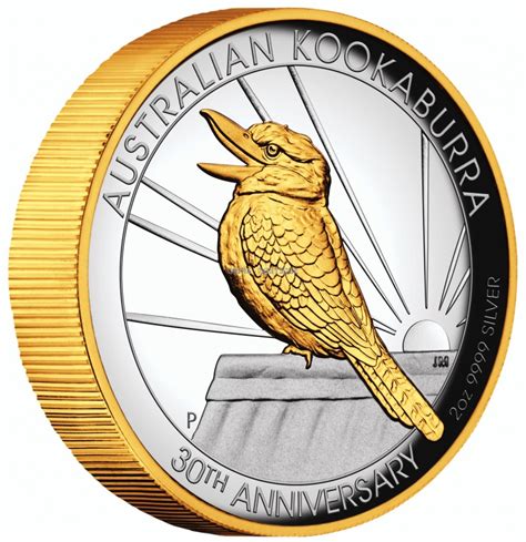 Silver Coin-Australian Kookaburra 2oz Gilded High Relief Silver proof ...