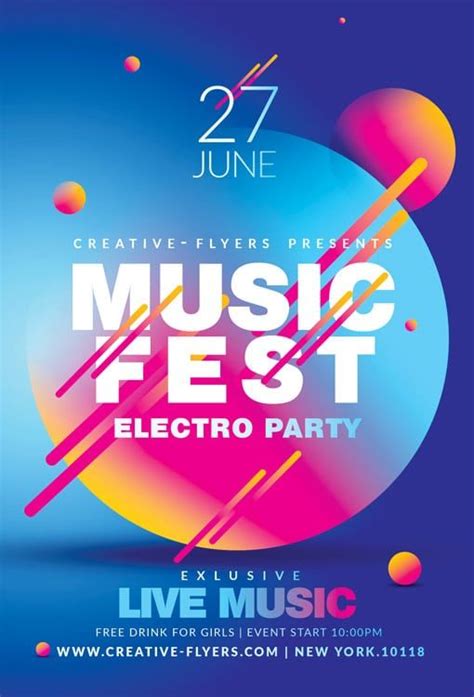 Bright Music Festival Posters to Download - Creativeflyers | Music festival poster, Festival ...