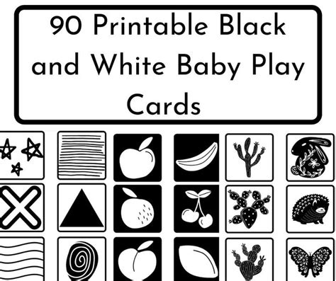 90 High Contrast Black and White Baby Play Cards, PRINTABLE, Infant Development, Sensory Play ...