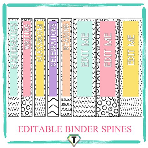 Editable binder spine labels- Pretty Pastels - The Teacher Hero